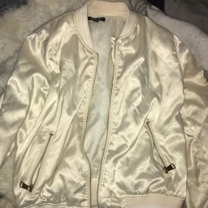 cream satin bomber jacket